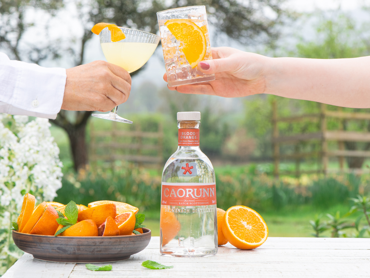 Garden Party Cheers with Blood Orange Bottle Perfect Serve and Caorunnita