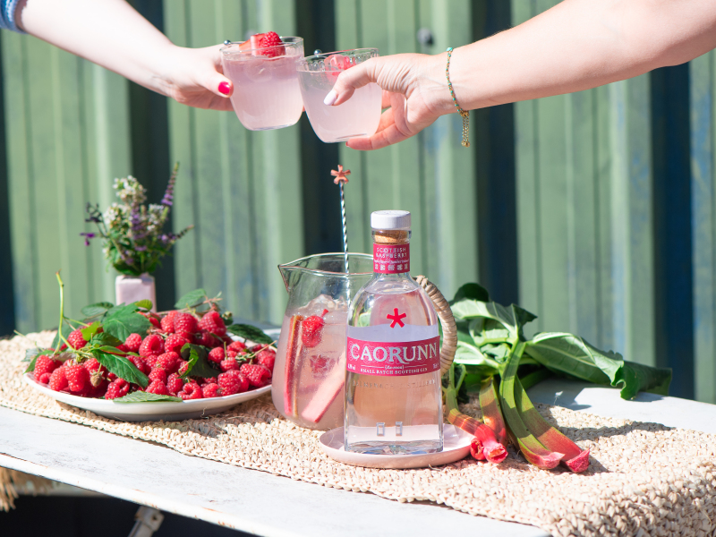 Caorunn Raspberry Outdoor With Rhubarb Cocktail Cheers Landscape